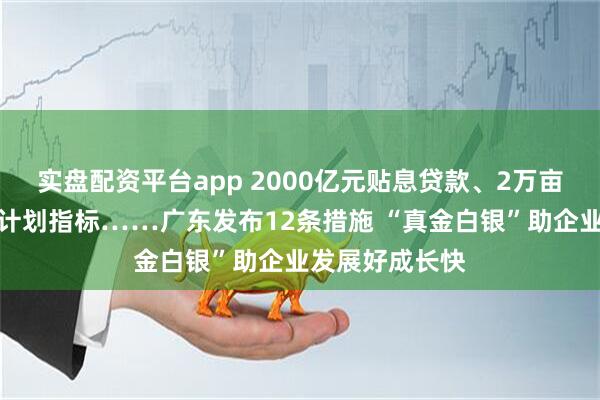 实盘配资平台app 2000亿元贴息贷款、2万亩新增建设用地计划指标……广东发布12条措施 “真金白银”助企业发展好成长快